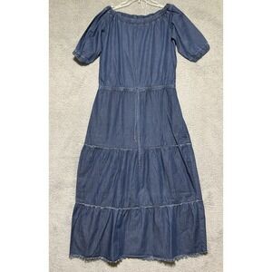 Bohemian‎ Maxi Dress Tiered Off Shoulder Ruffled Drawstring Waist 35X38 Cottage